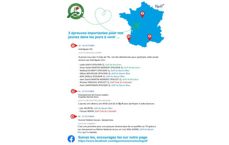 INTERLIGUES U12 / CHAMPIONNAT DE FRANCE CADETS / TOURNOI FEDERAL JEUNES 2019