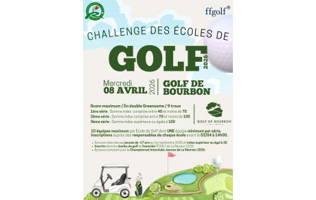 Challenge des Écoles de Golf 2026 au Golf de Bourbon / Mercredi 8 avril 2026
